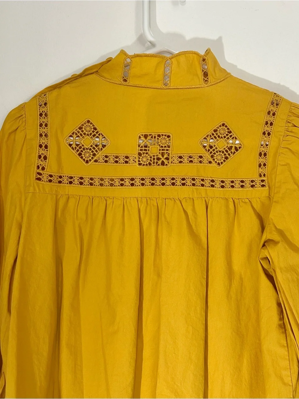 Free People Another Eternity 100% Cotton Mustard Yellow, Bell Sleeve Top, Small